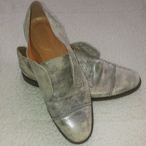 Madewell serge oxfords in silver leather sz 6